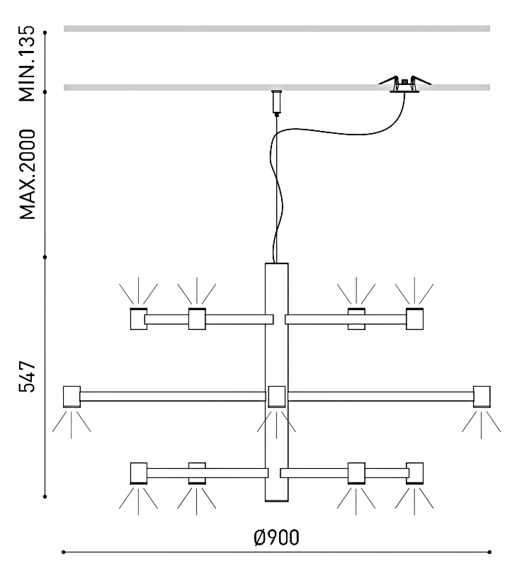 Product specifications for Textured Black / Chandelier / No Dim w/ 2700K