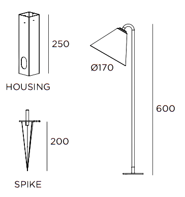 Product specifications for Natural Black / 60 cm w/ Fixing Housing / 2200K