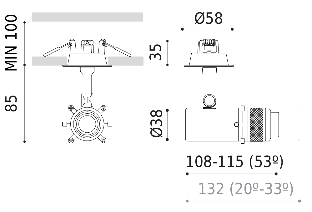 Product specifications for Textured Black / Shaper Recessed 20-33 / No Dim w/ 2700K