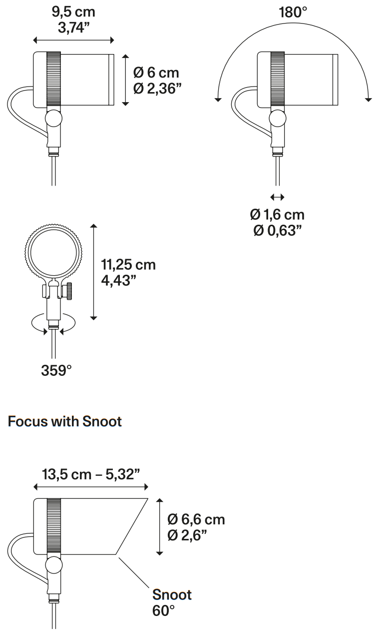 Product specifications for Matte Black / Spot w/ 2200K / Int. Honey-comb w/ Ext. Snoot
