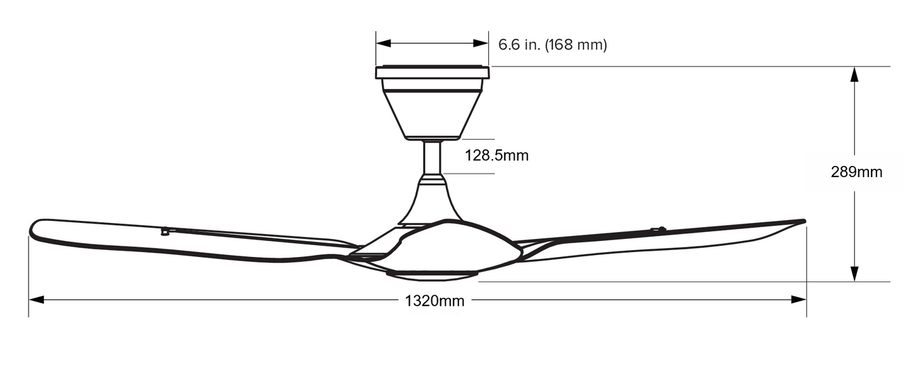 Product specifications for 1.3m / Matte Black / 128.5mm (Included) for Total Drop 289mm