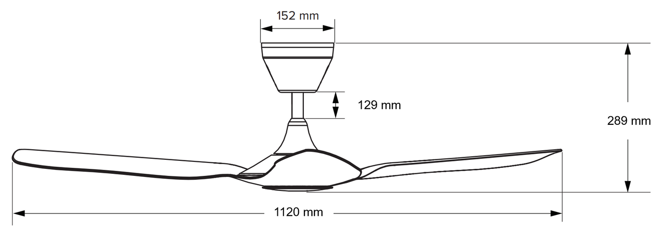 Product specifications for 1120 mm (1.12m) / 129 mm (Included) / None