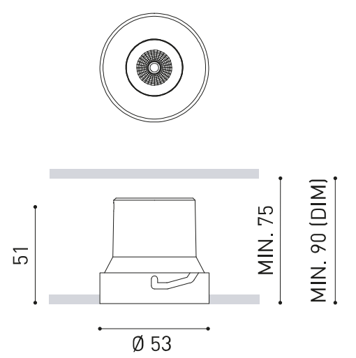 Product specifications for Black / 23° w/ IP20 / 2700K w/ No Dim