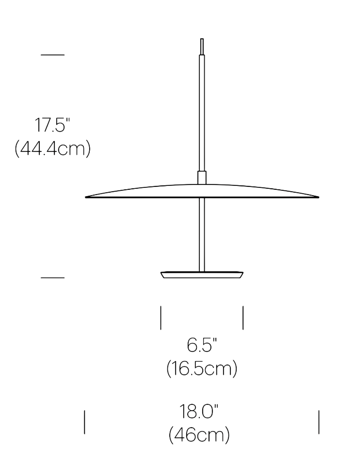 Product specifications for 46 cm (18") / Oak / Matte Black