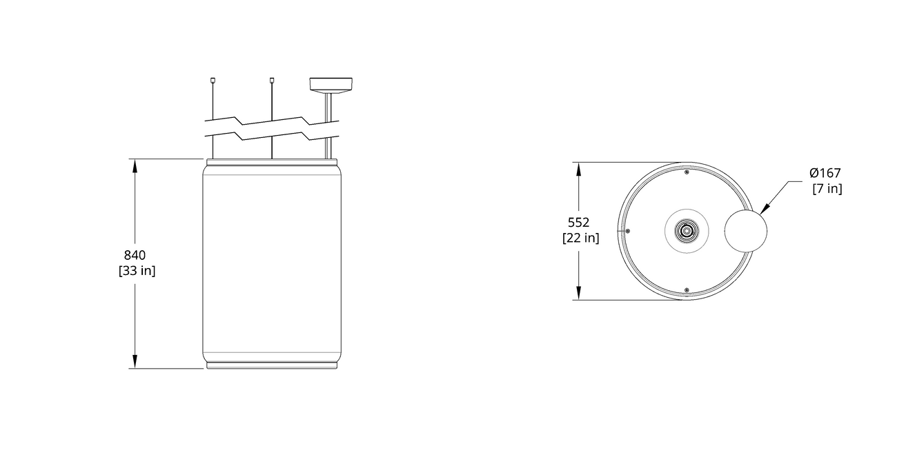 Product specifications for 20" w/ Graphite Felt / 2700K w/ 0-10V / 12° Spot / No Indirect Optic