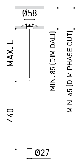 Product specifications for Textured Black / 2M Spot (18°) / DALI w/ 2700K