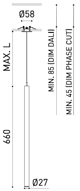 Product specifications for Textured Black / 2M Spot (18°) / DALI w/ 2700K