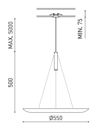Product specifications for Textured Black / Max. 2 m / 2700K w/ DALI