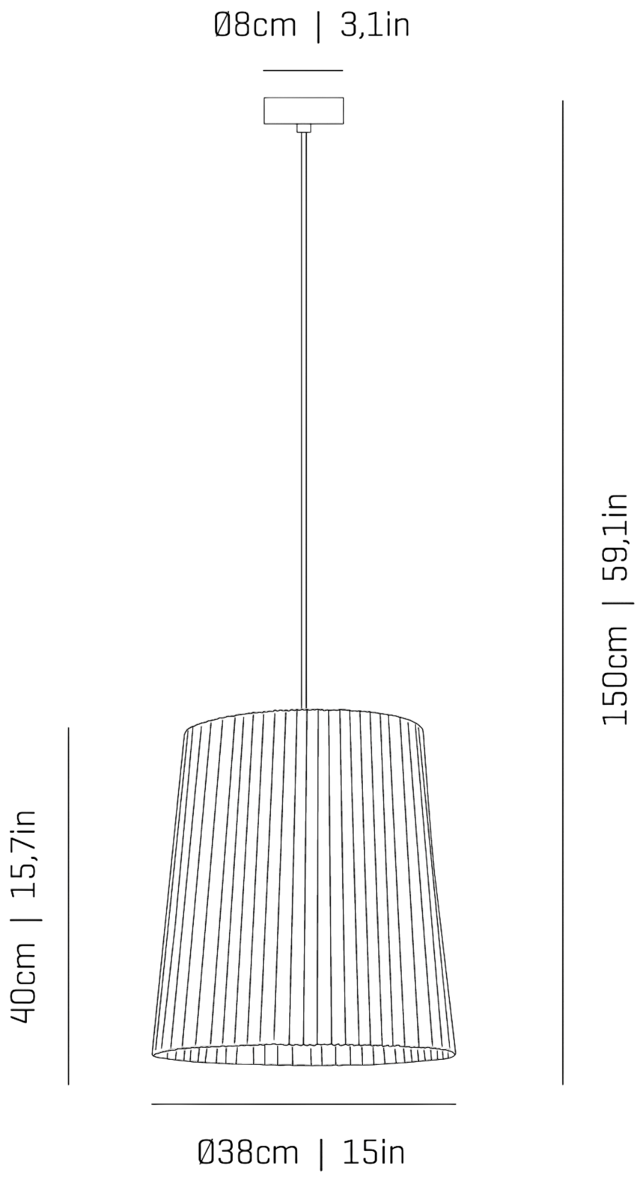 Product specifications for White / Large (38 cm) / E27 Bulb