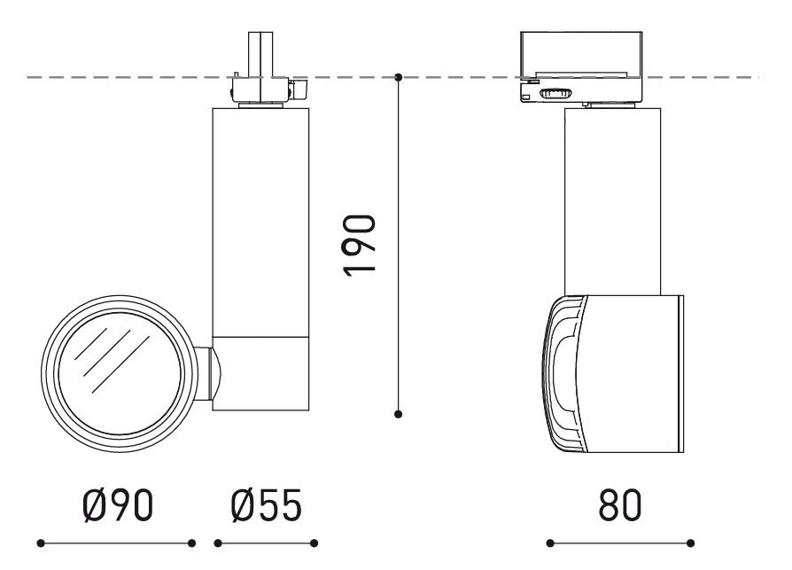 Product specifications for Textured Black / Tube 1 w/ 3000K / Spot 16°