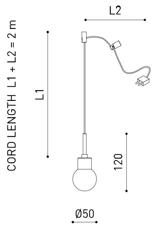 Product specifications for Brushed Gold / Max. 2 m / 2700K