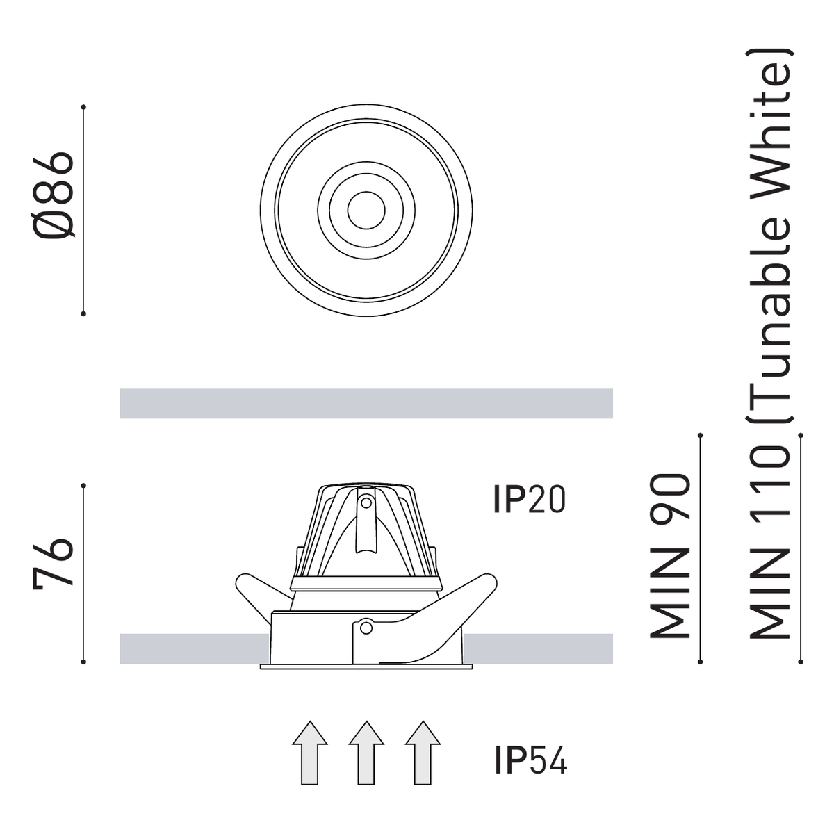Product specifications for Trim / 2700K w/ Super Spot 12° / Matt Black
