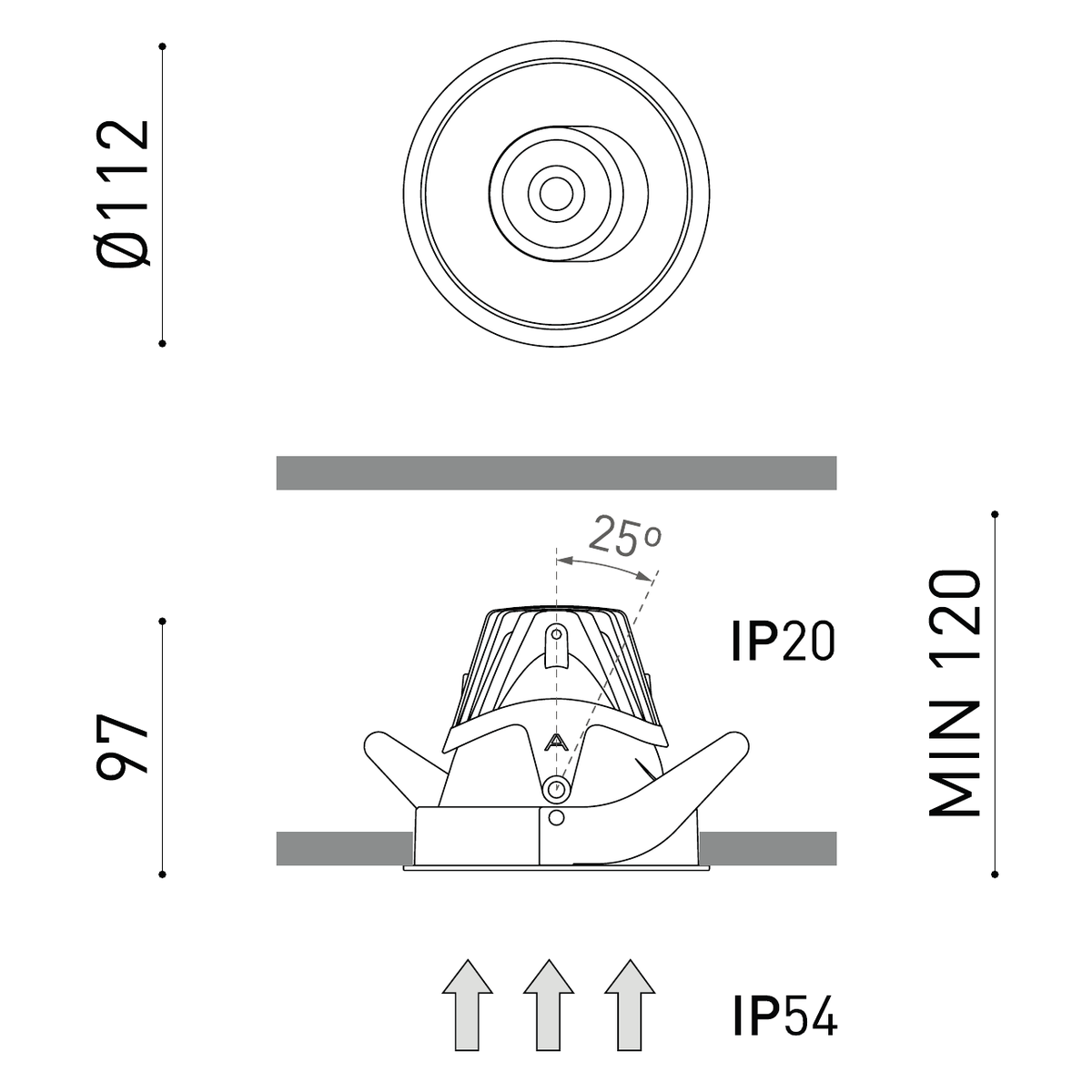 Product specifications for Trim / 2700K w/ Super Spot 13° / Matt Black
