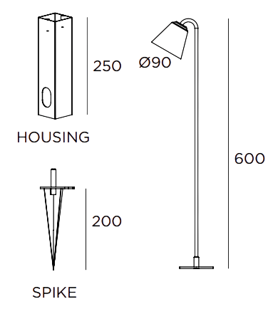 Product specifications for Inox / 60 cm w/ Fixing Housing / 2200K