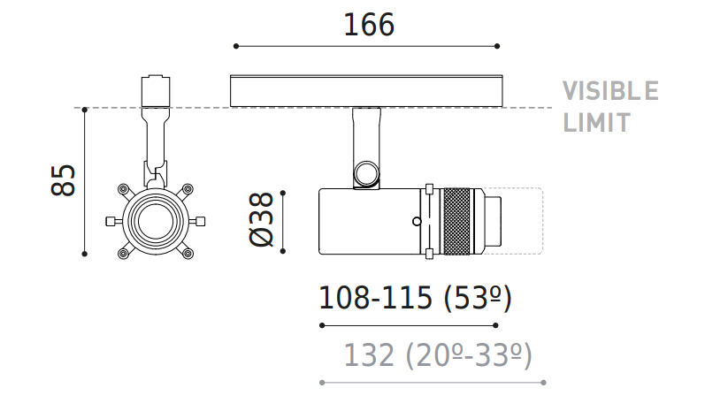 Product specifications for Textured Black / 20°-33° / 2700K w/ No Dim