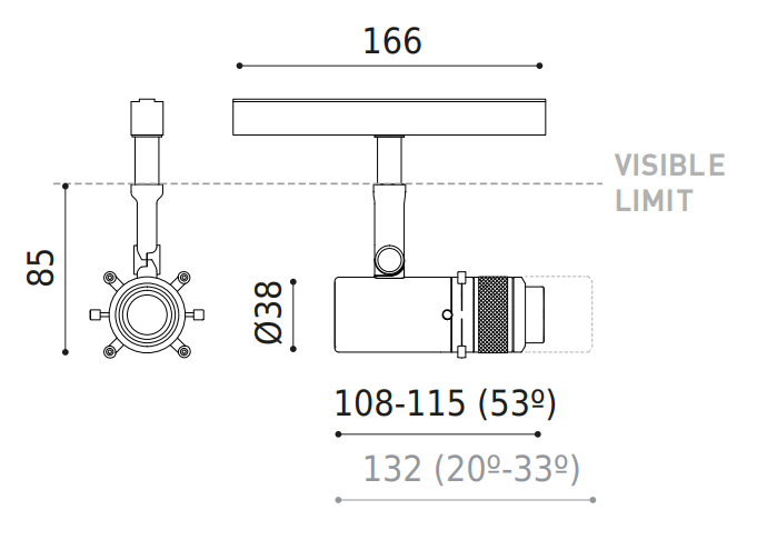 Product specifications for Textured Black / 20°-33° / 2700K w/ No Dim