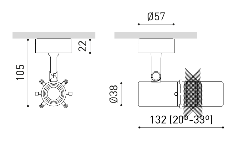 Product specifications for Textured Black / 20°-33° / 2700K w/ No Dim