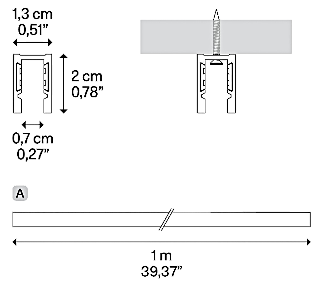 Product specifications for Matte Black / Surface Profile (1 m)