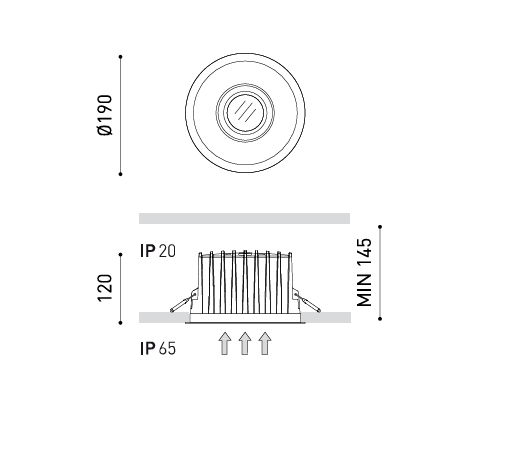 Product specifications for IP65/IP20 1 / No Dim / 3000K