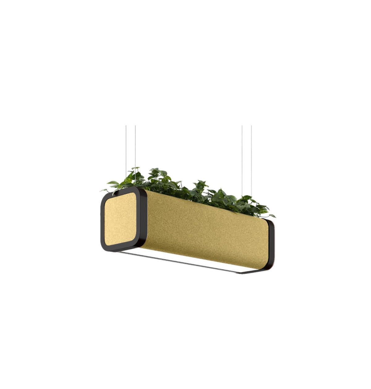 Flexxica Gaya acoustic planter pendant in Gabriel Mica 2496-62096 fabric with black frame
