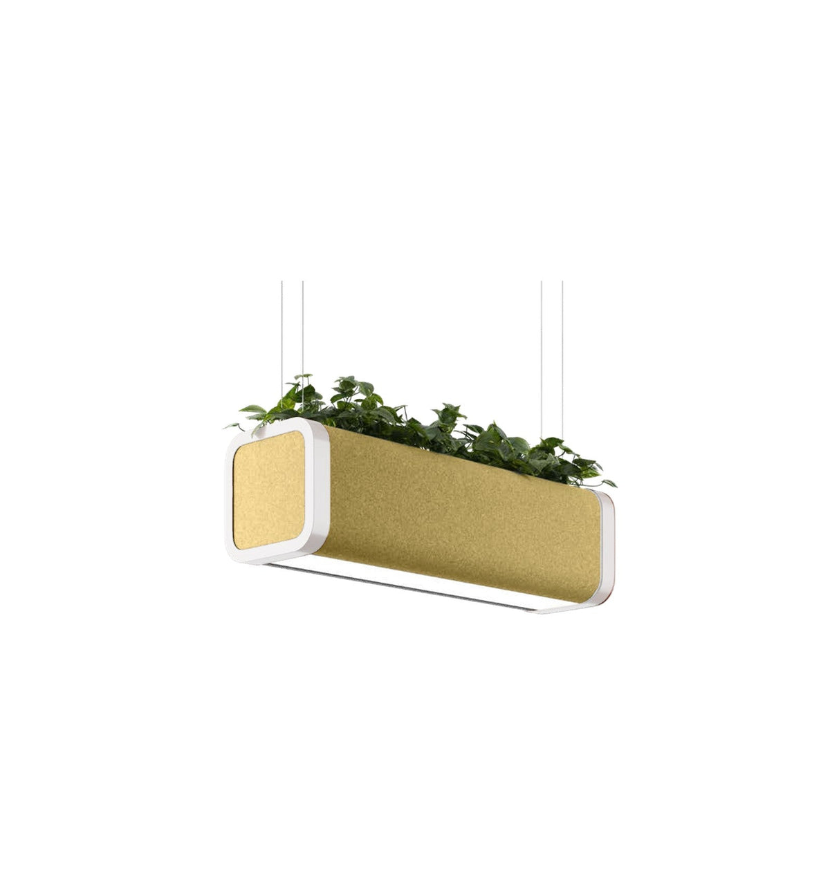 Flexxica Gaya acoustic planter pendant in Gabriel Mica 2496-62096 fabric with white frame