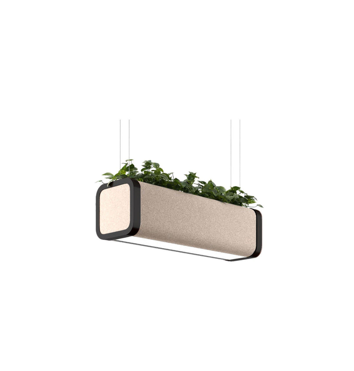 Flexxica Gaya acoustic planter pendant in Gabriel Select 61188 fabric with black frame