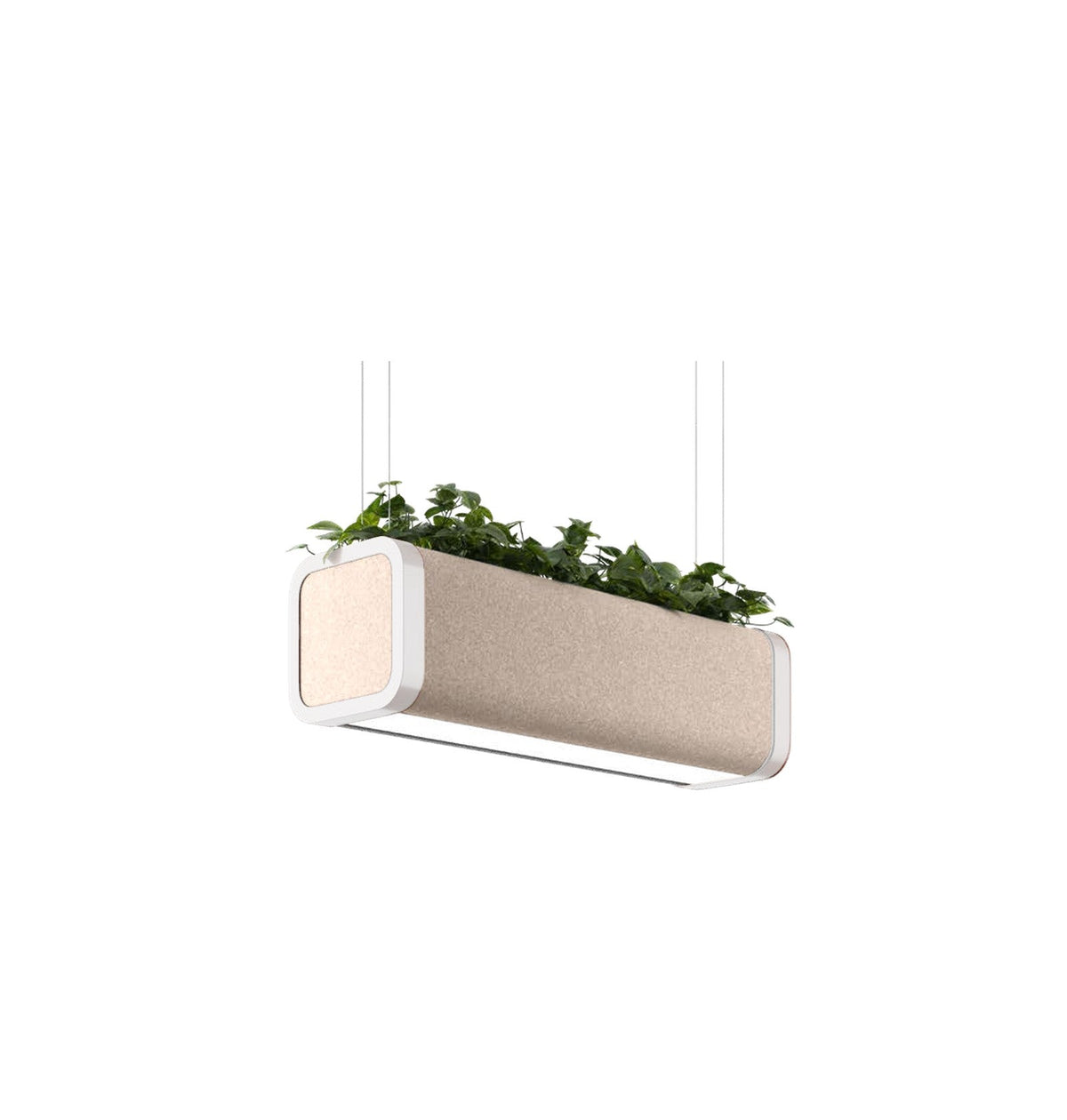 Flexxica Gaya acoustic planter pendant in Gabriel Select 61188 fabric with white frame