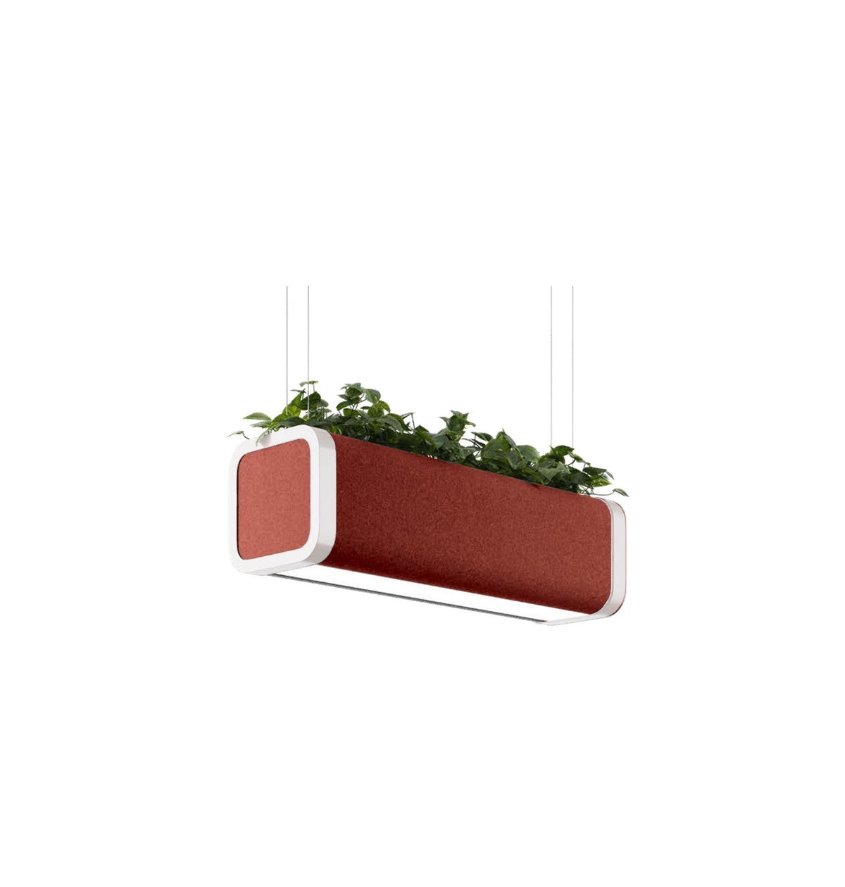 Flexxica Gaya acoustic planter pendant in Gabriel Medley 63063 fabric with white frame