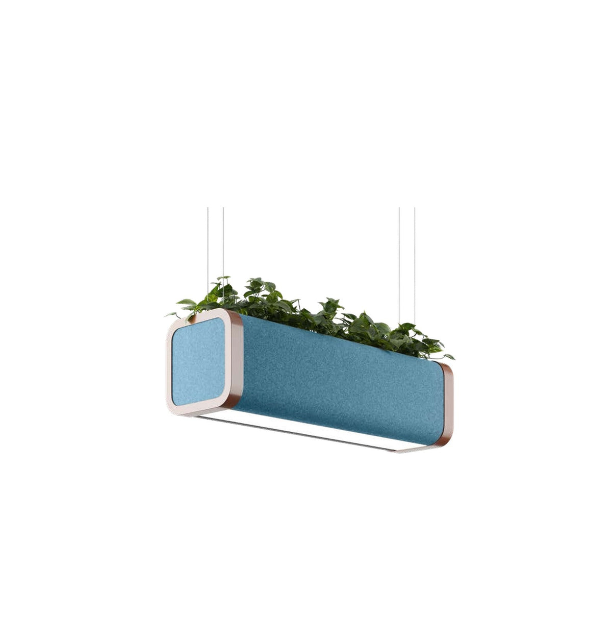 Flexxica Gaya acoustic planter pendant in Gabriel Chili 66176 fabric with copper frame