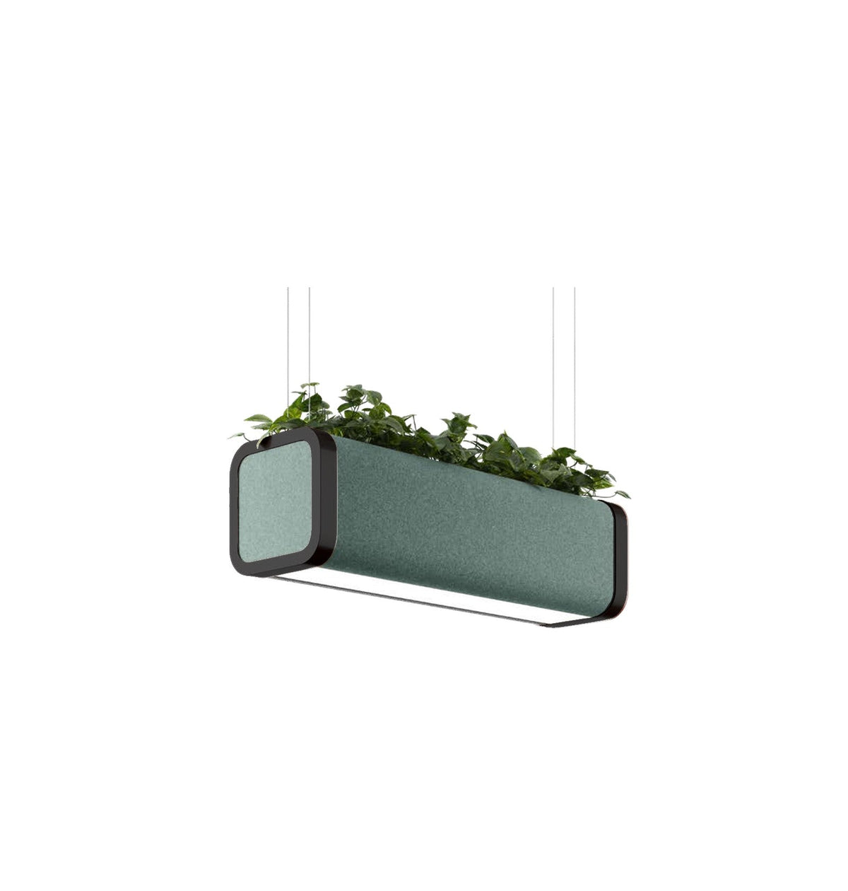 Flexxica Gaya acoustic planter pendant in Gabriel Noma 67102 fabric with black frame