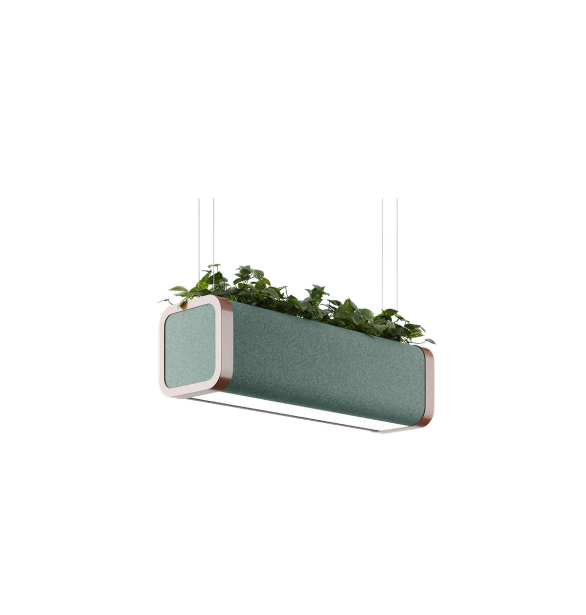 Flexxica Gaya acoustic planter pendant in Gabriel Noma 67102 fabric with copper frame