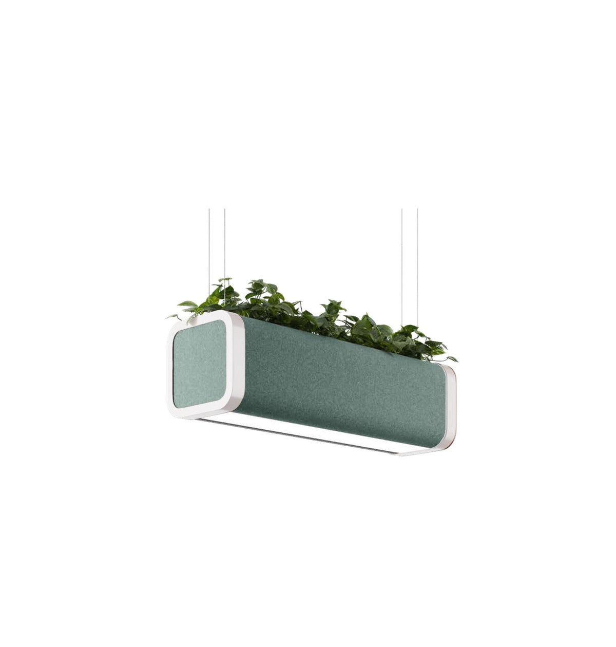 Flexxica Gaya acoustic planter pendant in Gabriel Noma 67102 fabric with white frame
