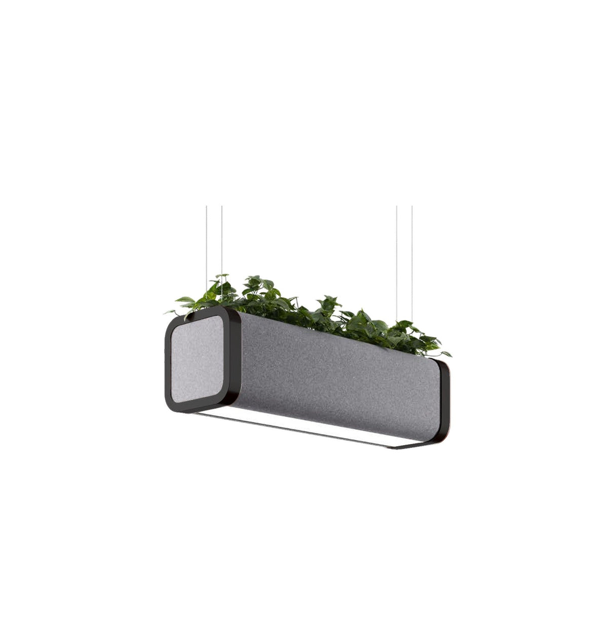 Flexxica Gaya acoustic planter pendant in Camira Synergy LDS21 fabric with black frame