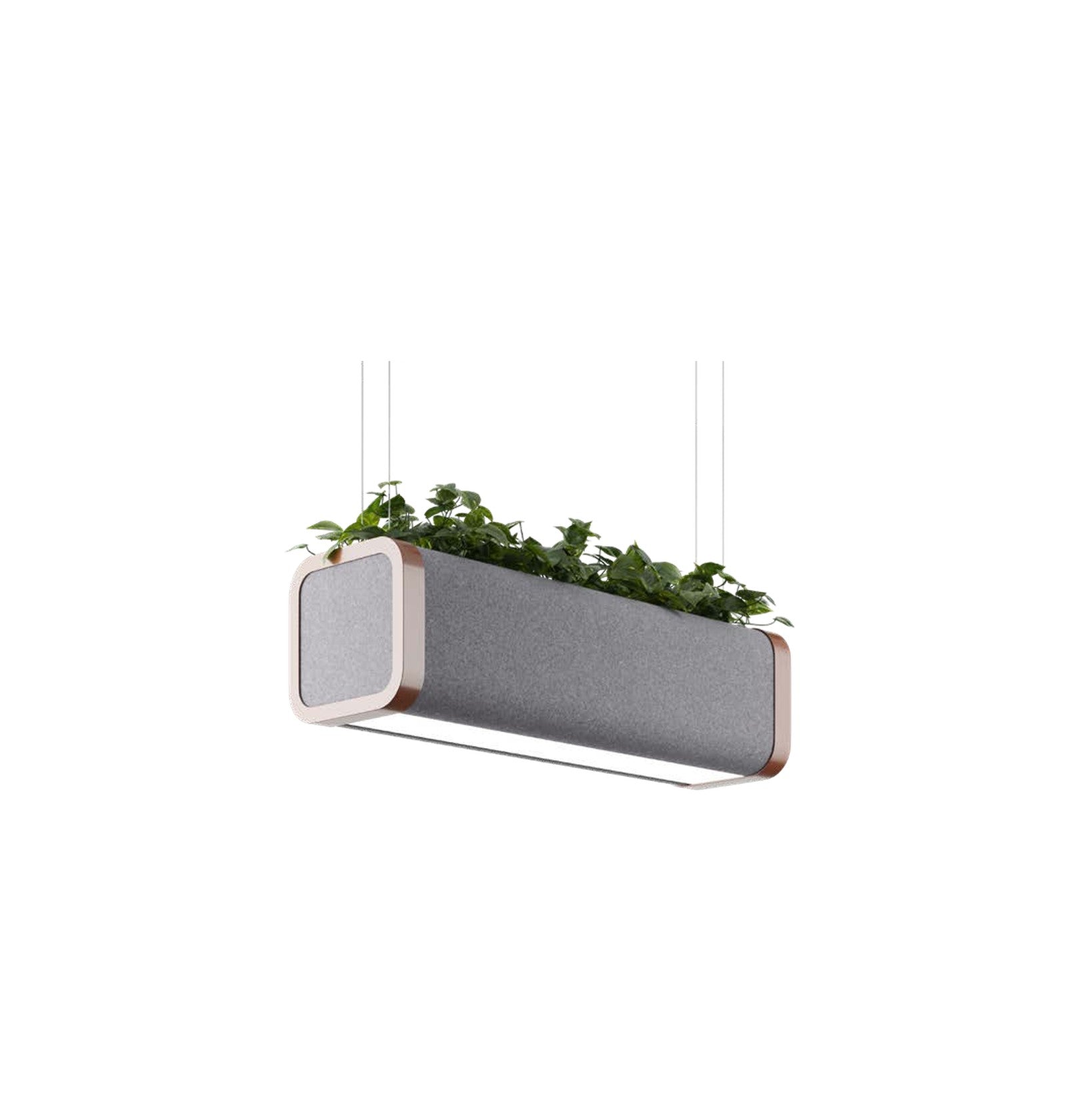 Flexxica Gaya acoustic planter pendant in Camira Synergy LDS21 fabric with copper frame