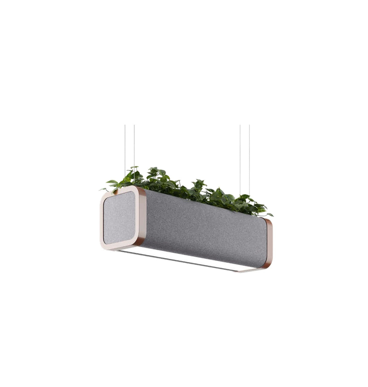 Flexxica Gaya acoustic planter pendant in Camira Synergy LDS21 fabric with copper frame