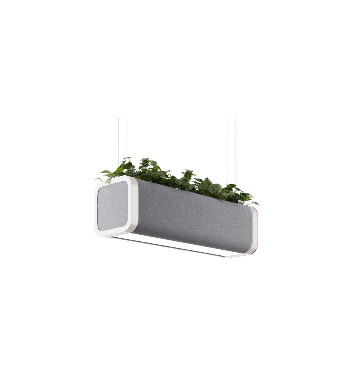 Flexxica Gaya acoustic planter pendant in Camira Synergy LDS21 fabric with white frame