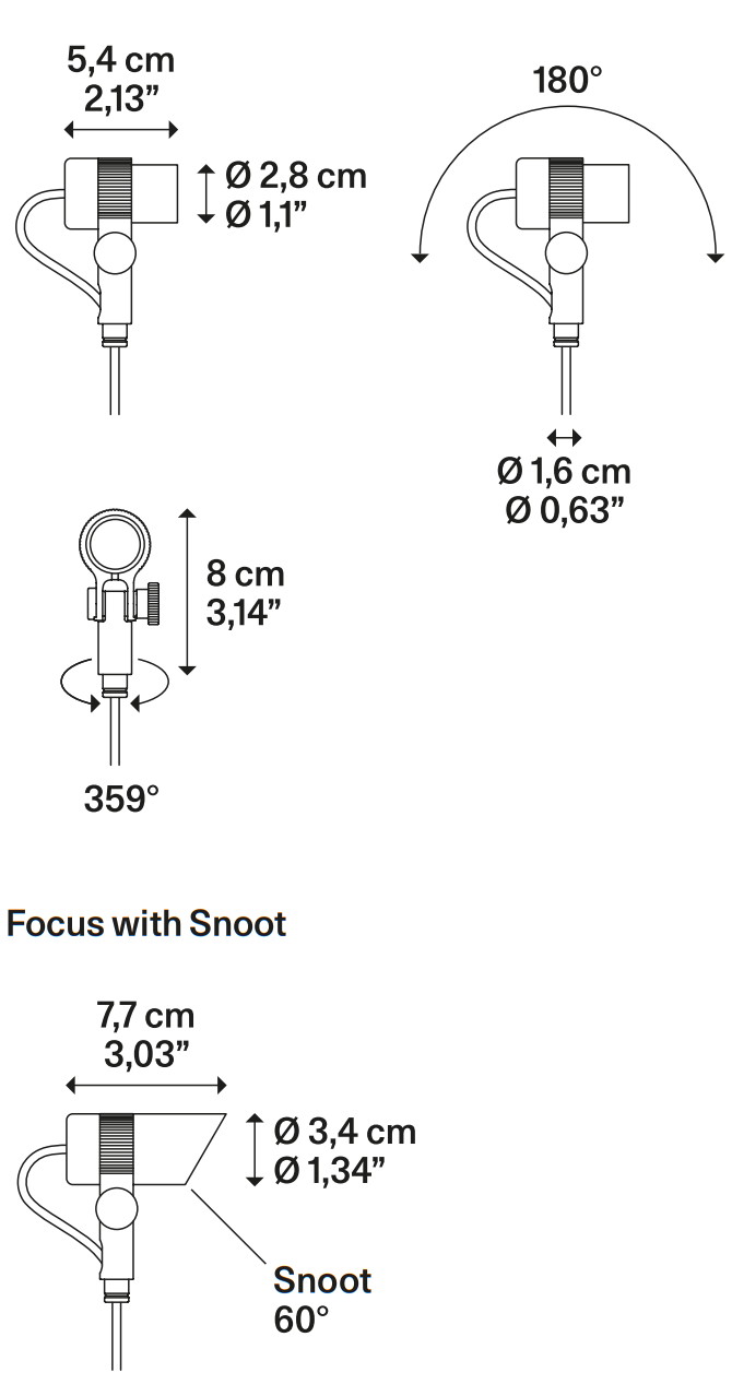 Product specifications for Matte Black / Spot w/ 2200K / Int. Honey-comb w/ Ext. Snoot