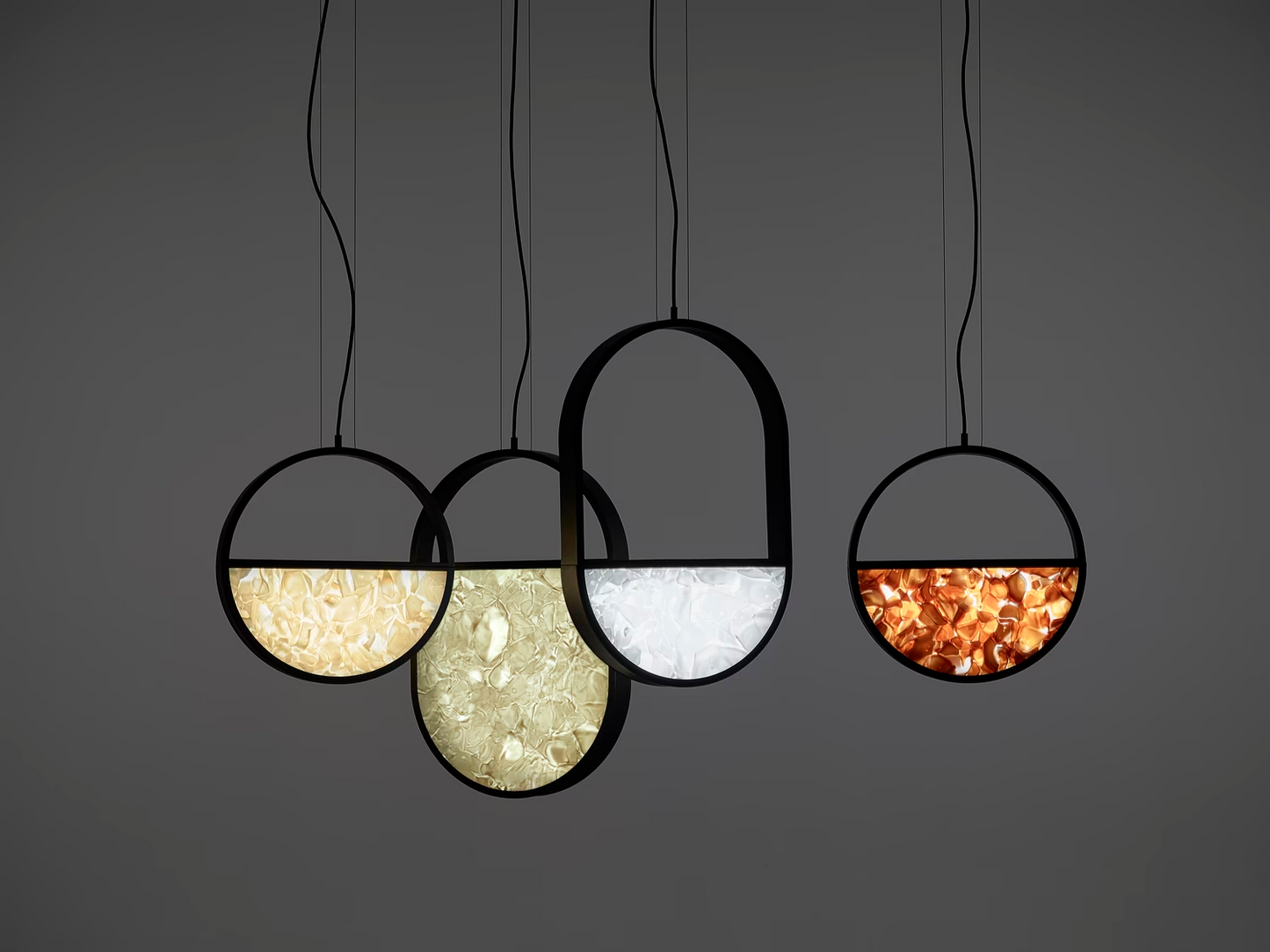 Geometric Pendant  Oval - Full Bottom In Yellow
