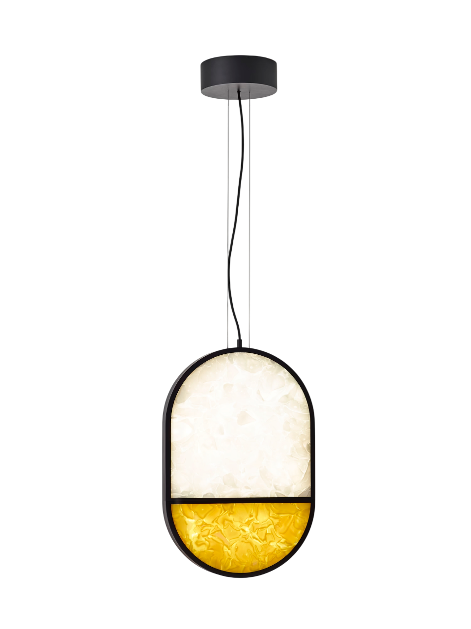 Geometric Pendant Oval - Full Bottom In Triplex Opal