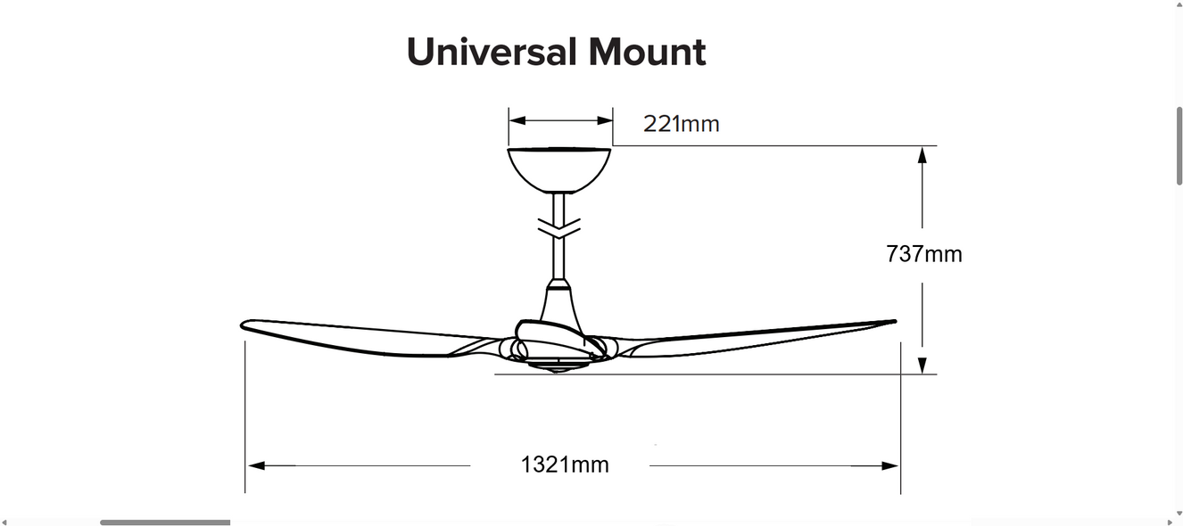 Product specifications for Black / 1.3m / 508mm (Included) for Total Drop 737mm