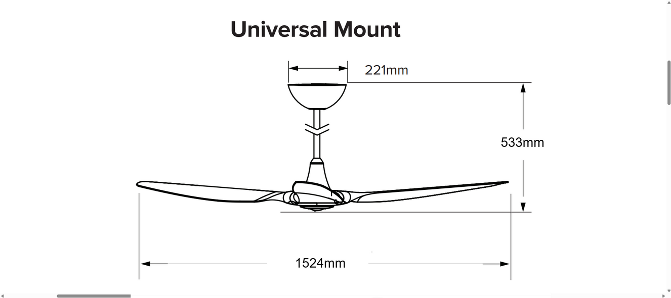 Product specifications for Matte Black w/ Matte Black / None / 305mm (Included) for Total Drop 533mm