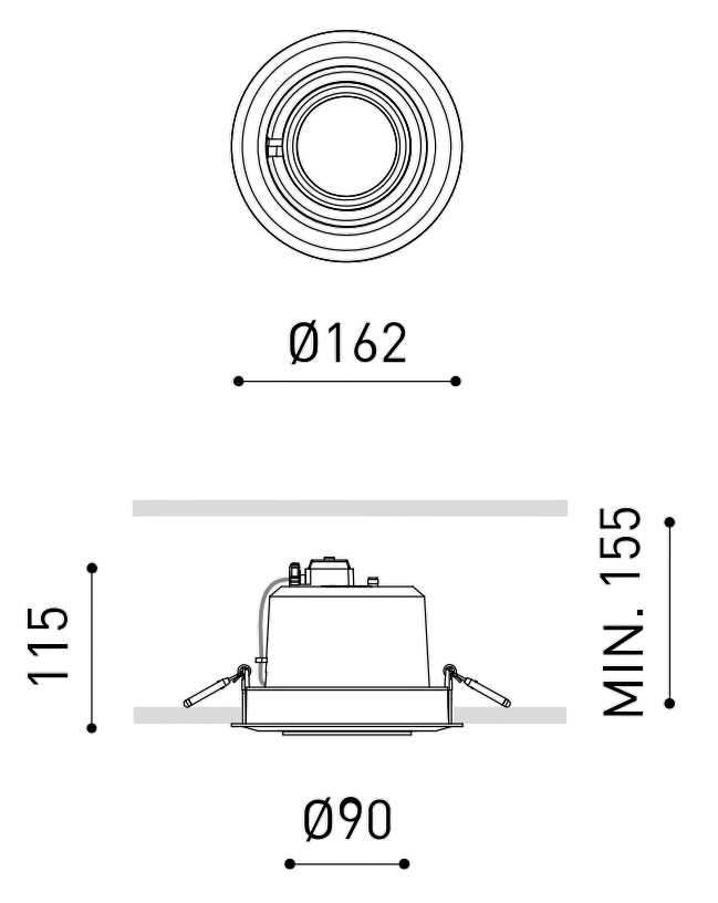Product specifications for Textured Black / Hidden 1 w/ Spot (16°) / No Dim w/ 3000K