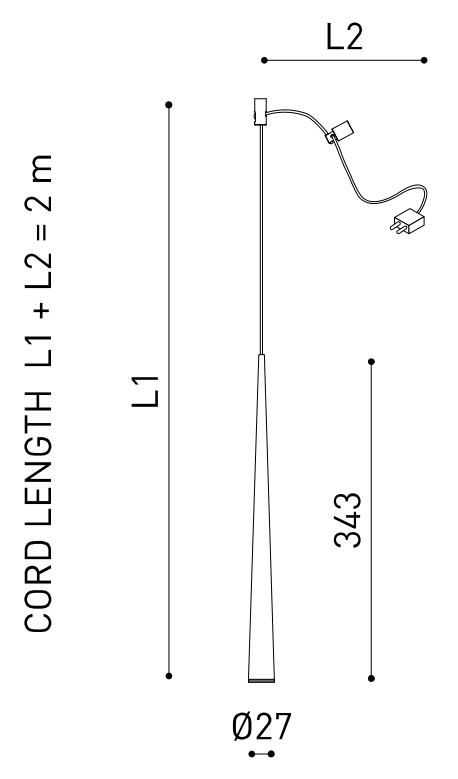 Product specifications for Max. 2 m / 19° / 2700K