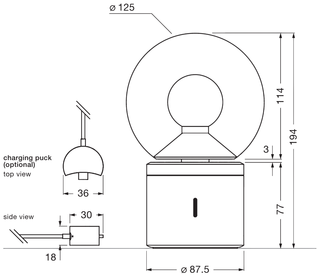 Product specifications for Phantom / No Charging Puck