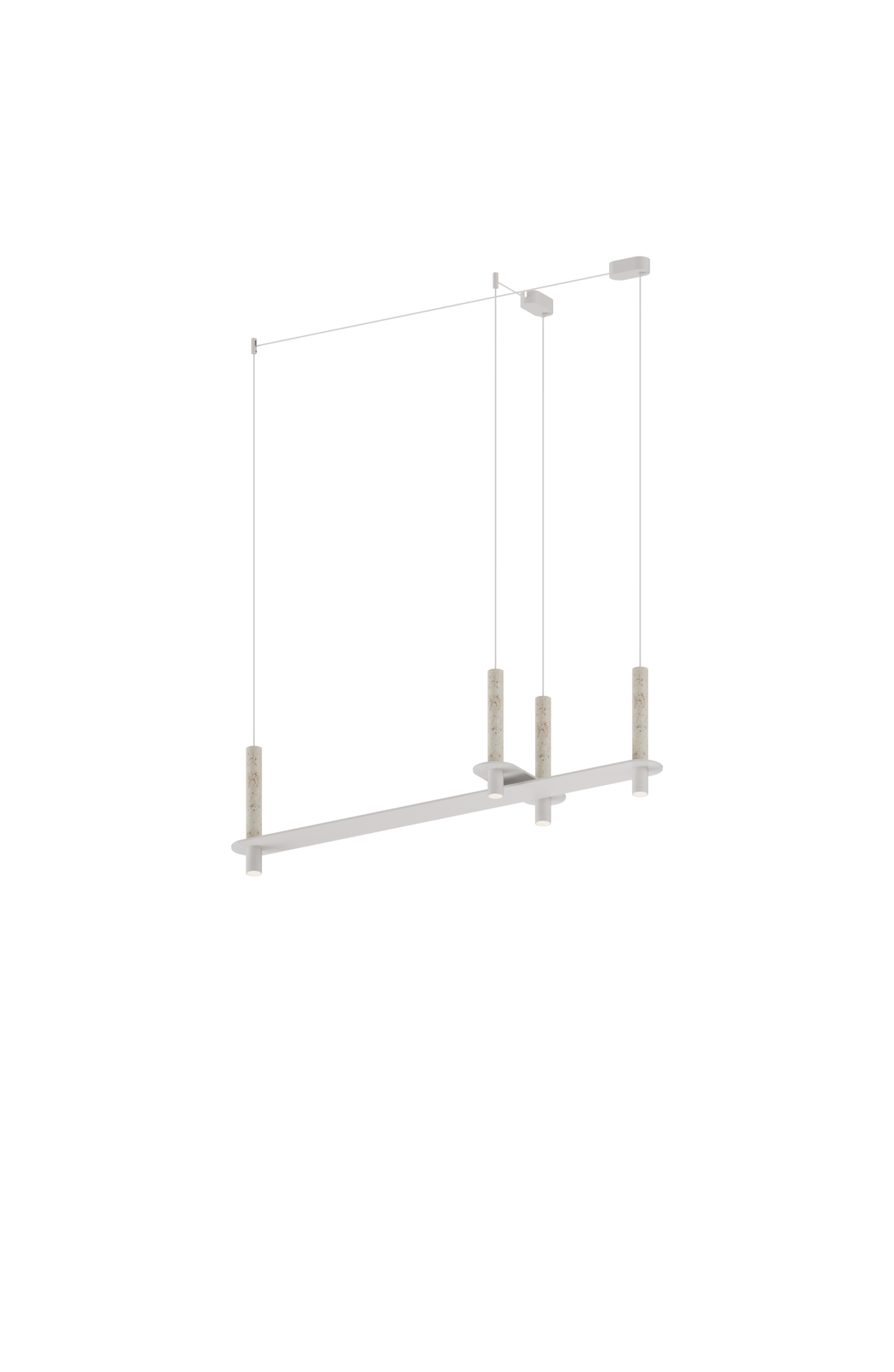 Modern chandelier with multiple light fixtures on a white background