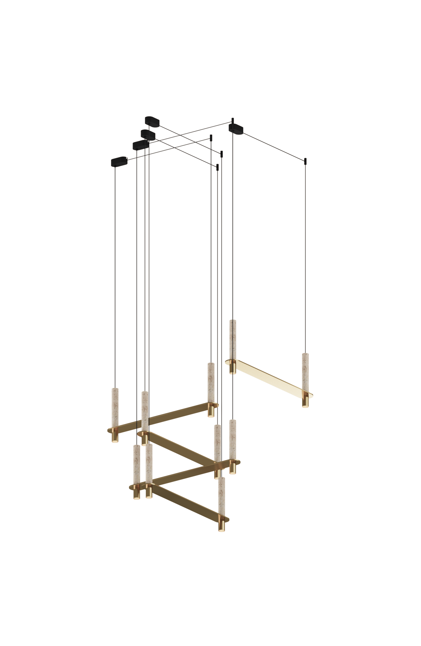 Metal frame structure on a white background
