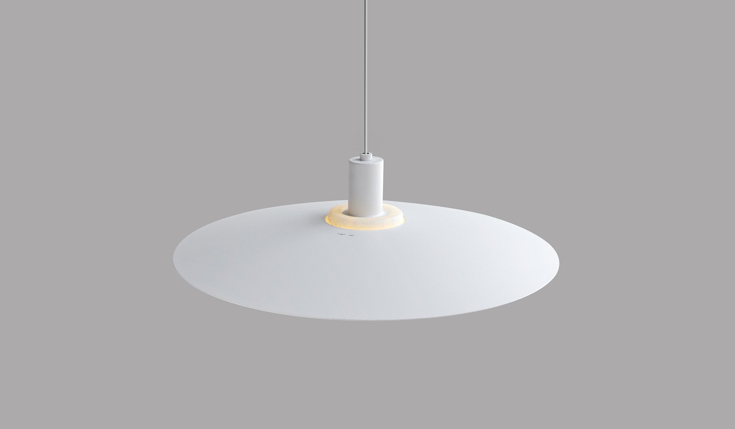 A supplementary pic from above of a pendant light fixture with grey-white background
