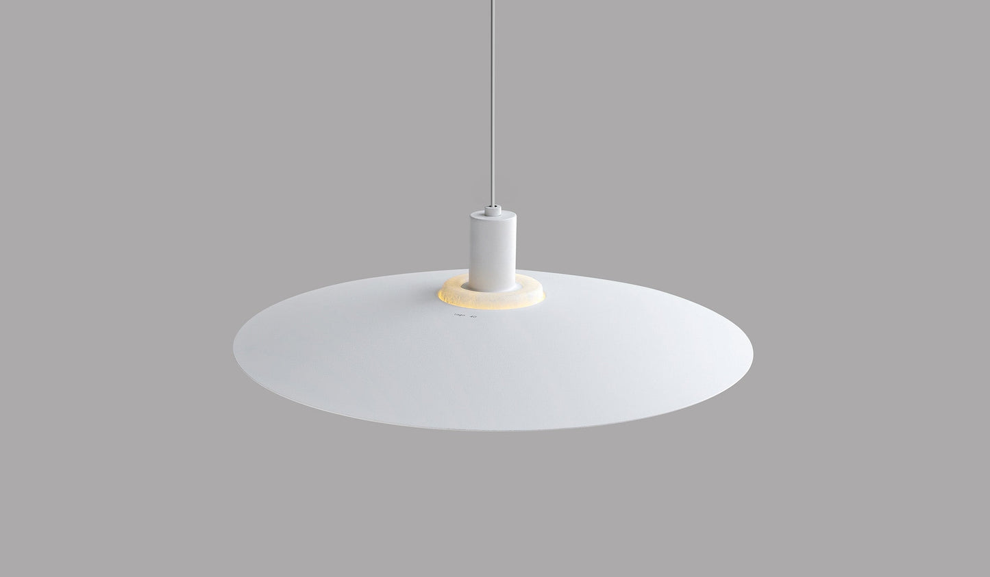 A supplementary pic from above of a pendant light fixture with grey-white background