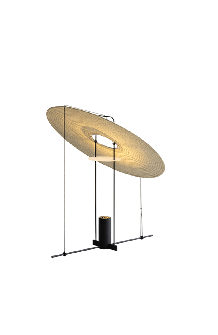 Modern floor lamp with a unique design on a white background