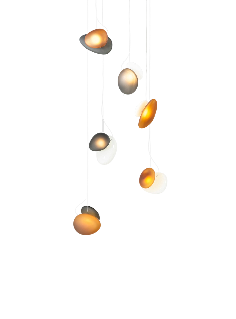 Pebble Chandelier - White Sandtex